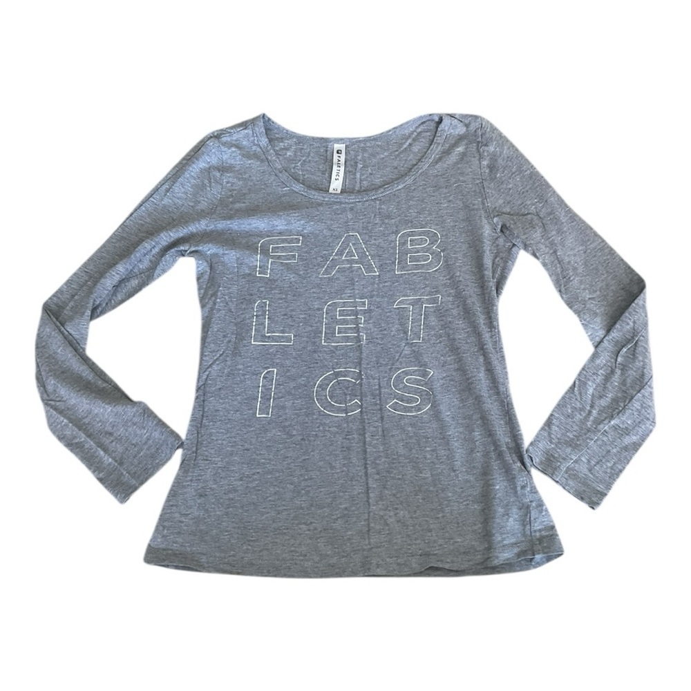 Fabletics Long Sleeve Logo Tee Gray XS Lightweight Active Top